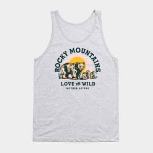 Rocky Mountains Travel Art Design Featuring A Grizzly Bear Tank Top